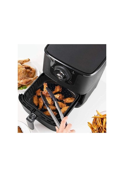 Siyah Isıya Dayanıklı Yıkanılabilir Silikon Fırın Ve Airfryer Yuvarlak Model Pişirme Matı 23 Cm Bx40