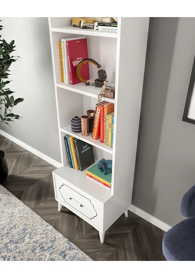 Hayal Modern Çekmeceli Mdf Kitaplık Beyaz - Tamamı 1. Kalite Mdf