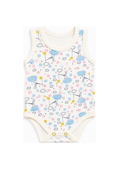 Babyhola 3'lü Bebek Çıtçıtlı Atlet Badi Bö Sevimli Hayalet Desenli 3681 Mavi