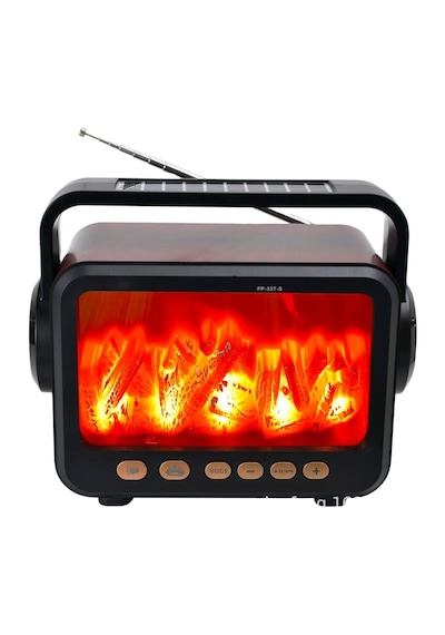 Solar Panelli Şömine Nostaljik Görünümlü Bluetooth Hoparlör Ve Fenerli Mp3 Çalar Radyo Müzik Kutusu