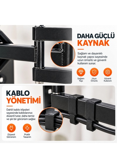 Shopytech Hareketli 32"-55" Tv Monitör Duvar Askı Aparatı 2 Kollu Tam Hareketli Max Vesa 400x400 22