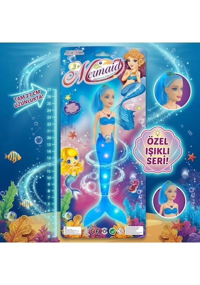 Sihirli Deniz Kızı Işıklı Bebek - Mavi - 1 Adet - Rxlu-900956