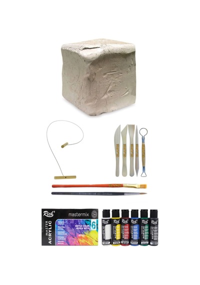 Beyaz Seramik Hamuru 6 Kg Kil Rich Mastermix Akrilik Boya Seti Ana Renkler 6lı 60cc Set