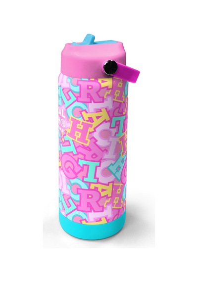 Coral High Pembe Su Yeşili Harf Desenli Katlanır Ağızlıklı Çelik Termos 650 Ml 38323 Su Yeşili