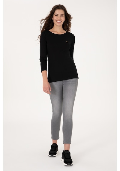 U.S. Polo Assn. Kadın Siyah Slim Bisiklet Yaka Basic Sweatshırt 50315419-VR046