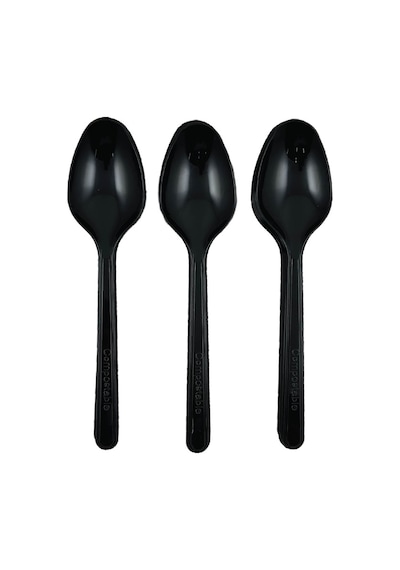 Sert Kalın Plastik Kaşık 1. Kalite Lüks Siyah Kaşık 500 Adet