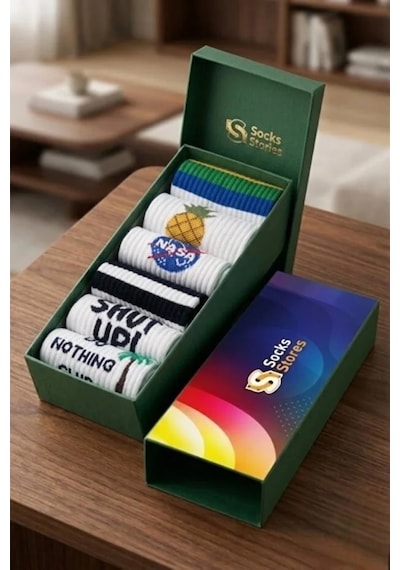 Erkek Kadın Çorap Uzun Renkli Spor Tenis Çorap 6 Adet Füme