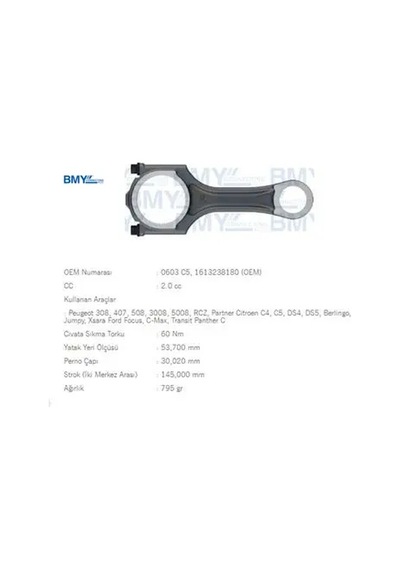 Piston Kolu 308-407-508-3008-5008 2.0 Hdi Mondeoiv