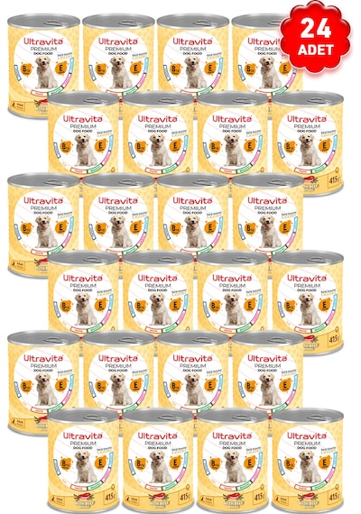 Ultravita Premium Yüksek Proteinli Sığır Konserve Yetişkin Köpek Maması 24 x 415 G