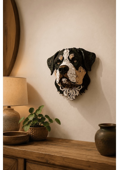 Dekoratif Köpek Başı Duvar Süsü Modern Tasarım Ev Ofis Salon Dekoru Hayvan Figürlü Hediyelik Biblo 22 X 21
