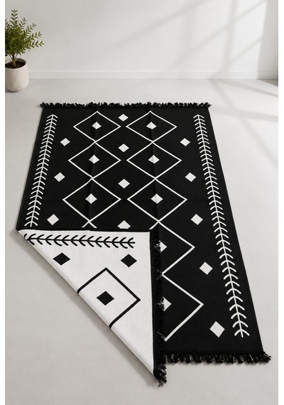 Kilim Paspas Çok Amaçlı Halı Makinede Yıkanabilir Toz Yapmaz Siyah