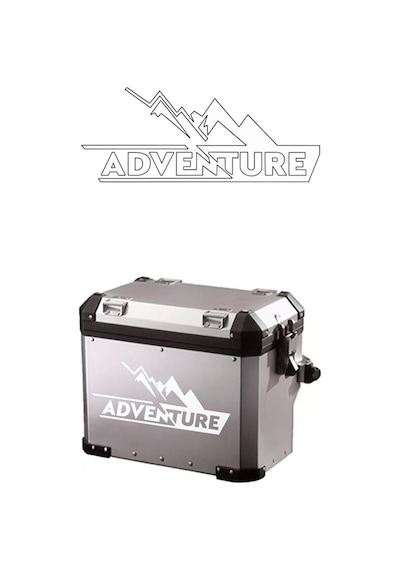 Adventure Motosiklet Çanta Sticker 7x16 Cm 2 Adet Beyaz