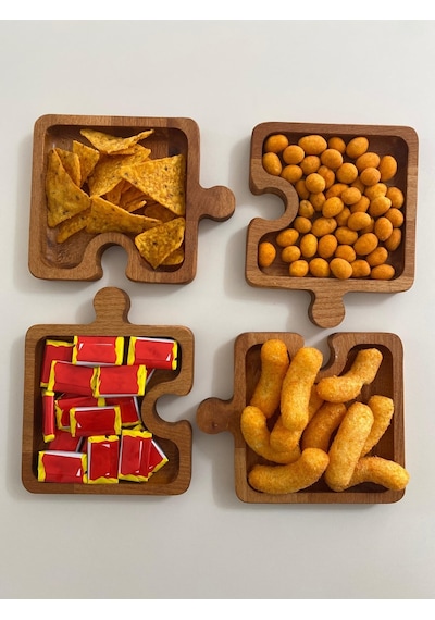Hbs Art Design Ahşap Geçme 4 Lü 30 Cm Çerezlik