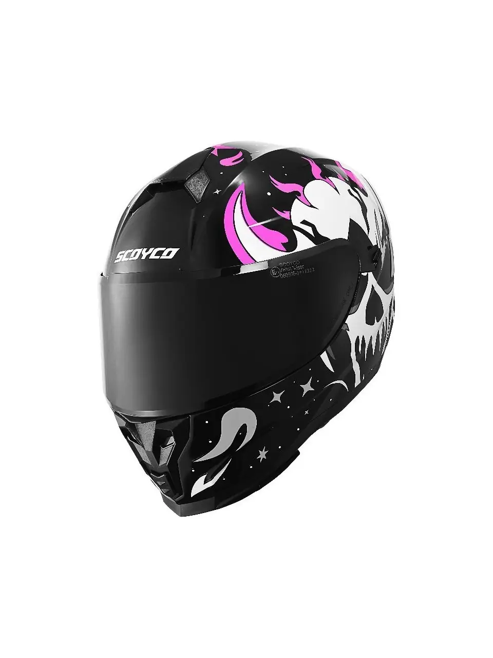 Skull Full Face Kadın Motosiklet Kaskı Güneş Vizörlü,dot & Ce Onaylı Beyaz - Pembe - Siyah Skull Full Face Kadın Motosiklet Kaskı Güneş Vizörlü,dot & Ce Onaylı Beyaz - Pembe - Siyah