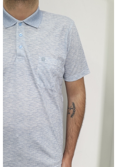 Santa Dmctekstil Erkek Kendinden Desenli Klasik Rahat Kalıp Tek Cepli Polo Yakalı T-shirt Mavi Santa Dmctekstil Erkek Kendinden Desenli Klasik Rahat Kalıp Tek Cepli Polo Yakalı T-shirt Mavi
