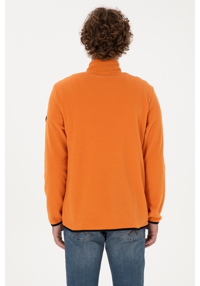 U.S. Polo Assn. Erkek Regular Fit Bakır Polar Yarım Fermuarlı Basic Sweatshirt 50313777-VR182