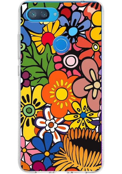 Xiaomi Mi 8 Lite İle Uyumlu 1mm Slim Fit Retro Renkler 2 Baskılı Şeffaf Kılıf