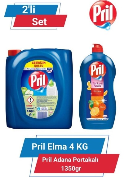 Pril Limon Kokulu Sıvı Bulaşık Deterjanı 4 KG + Adana Portakalı Kokulu Sıvı Bulaşık Deterjanı 1350 G