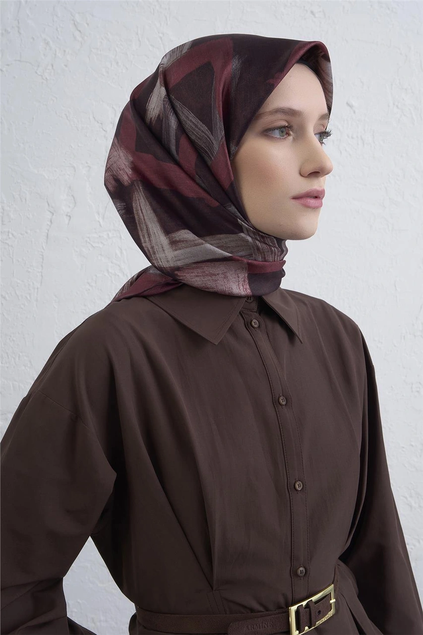 Armine Saf İpek Sura Eşarp 9413d 81 Bordo