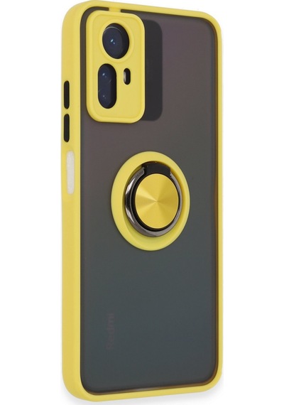 Newface Xiaomi Redmi Note 12s Kılıf Montreal Yüzüklü Silikon Kapak - Sarı Sarı