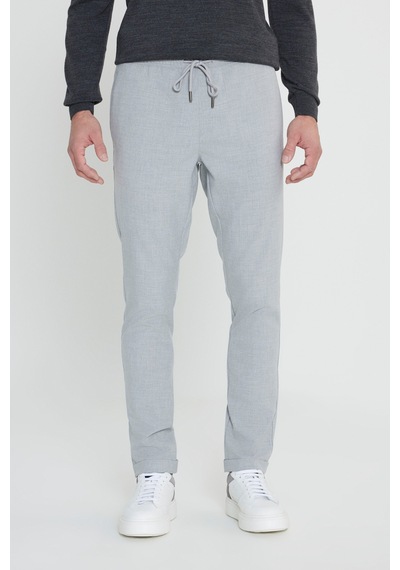 George Henry Slim Fit Dar Kesim Beli Bağlamalı Yan Cepli Jogger Pantolon Grı Gri