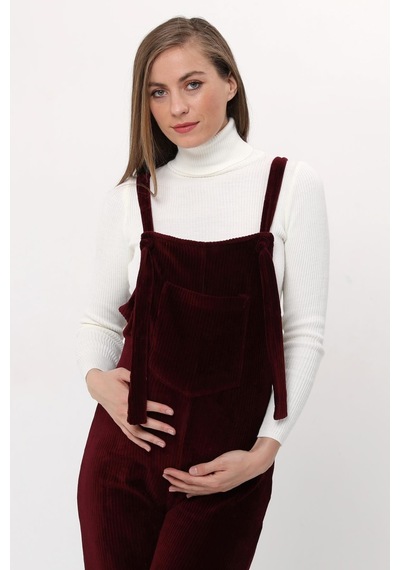 Luvmabelly Myra6113 - Bordo Kadife Hamile Salopet-Bordo