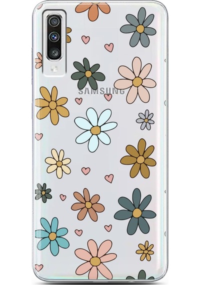 Samsung Uyumlu A70 Floral Tasarımlı Süper Şeffaf Telefon Kılıfı Çok Renkli