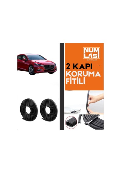 Mazda 3 Sedan 2013-2018 İki Kapı Koruma Fitili Siyah Renk Numlas-a Kalite-nm2656
