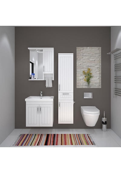 Turkuaz Frame Etajerli Lavabo 60X45 Cm Ve Lotus 60 Banyo Dolabı Beyaz Turkuaz Frame Etajerli Lavabo 60X45 Cm Ve Lotus 60 Banyo Dolabı Beyaz