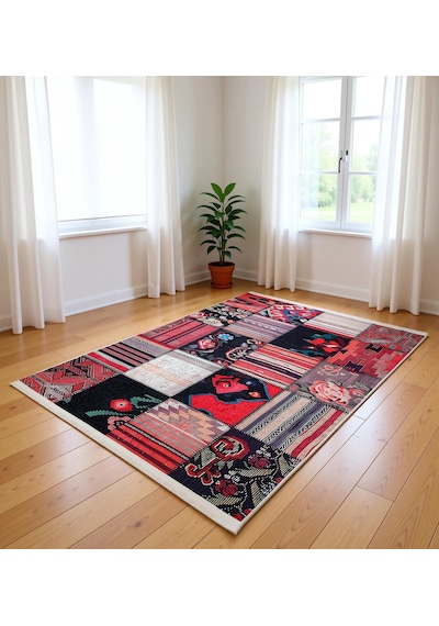 Blghome Dokuma Tabanlı Dijital Baskı Halı Blg3830 Kırmızı