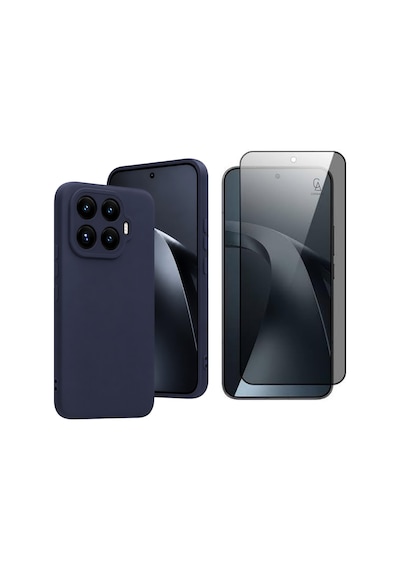 Xiaomi Mi 17t İle Uyumlu Soft Yumuşak Telefon Kılıfı Ve Hayalet Privacy Ekran Koruyucu Seti Lacivert