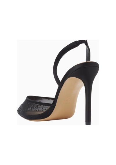 Nass Rada 100 Siyah File Kristal Taşlı, Slingback Stiletto Topuklu Ayakkabı, Şık Ve Zarif