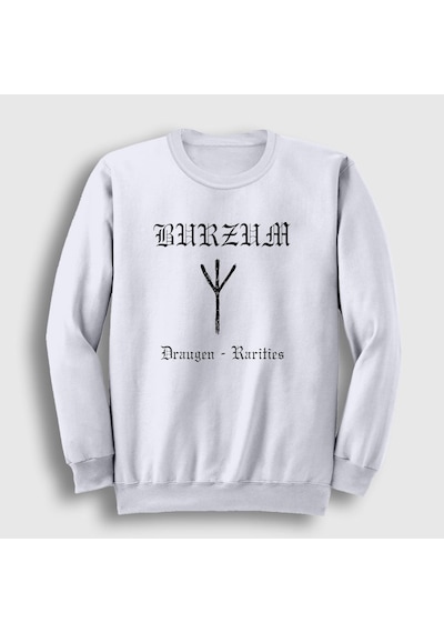 Presmono Unisex Draugen Burzum Sweatshirt Beyaz