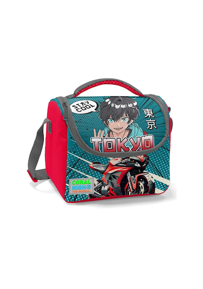 Coral High Gri Nefti Anime Motorsiklet Isı Yalıtımlı Beslenme Çantası - Erkek Çocuk Çok Renkli