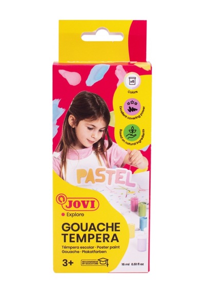 Jovı 520p Guaj Boya 15ml Kavanoz + Fırça Pastel Renkler - 6'lı Kutu Renksiz