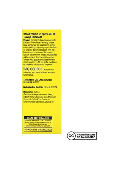 Ocean Vitamin D3 400 Iu Sprey 20ml