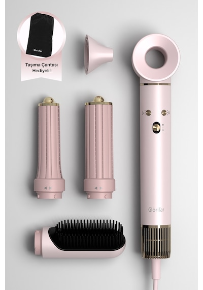 Glorifar Gl-hd802 5'i 1 Arada Çok İşlevlli Pembe Saç Kurutma Makinesi