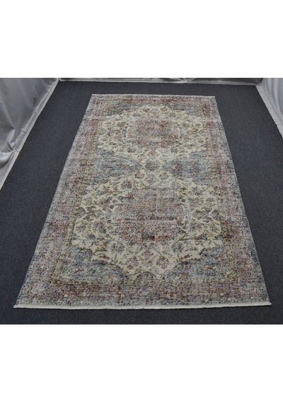 Zehra Abla Halı Vintage 4m2 El Dokuma Dekoratif Çift Göbekli Yün Halı 7156 Çok Renkli