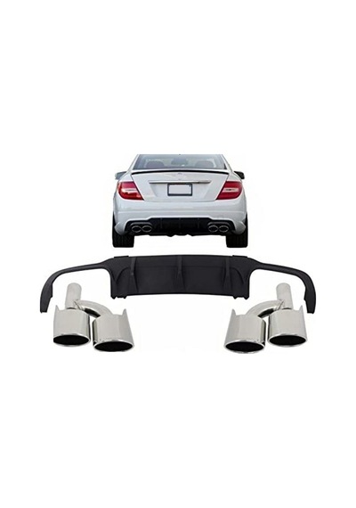 Autogp Mercedes W204 C63 Amg Arka Tampon Difüzörü Ve Egzoz Ucu Seti 2012 / 2014