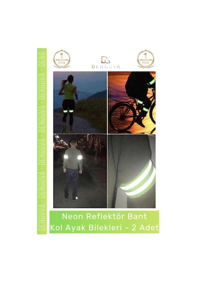 Reflektörbant Neon Sarı Ultra Parlak Gece Güvenliği Esnek Cırtlı Reflektör Bant Kol Ayak Bilek - 2 Çok Renkli
