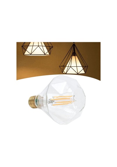 Filament Ampul, Vintage Led Ampul 4w Elmas Şekilli Led Filament Ampul E27 - Sarı Işık