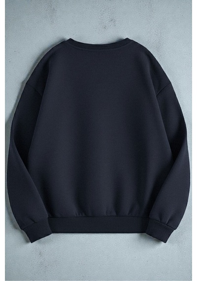 Uyguntarz Unisex Milano Italıa Tasarım Baskılı Bisiklet Yaka Sweatshirt Lacivert