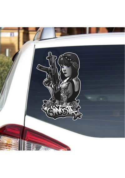 Mavi Gözlü Mafya Kız Sticker - Araba Oto Motosiklet Karavan Sticker - 00064 20x13 Cm