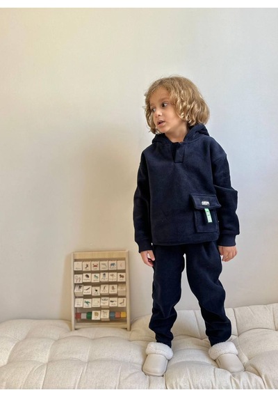 Jolly Kids Erkek Çocuk Polar Kapüşonlu Sweatshirt Takım Lacivert