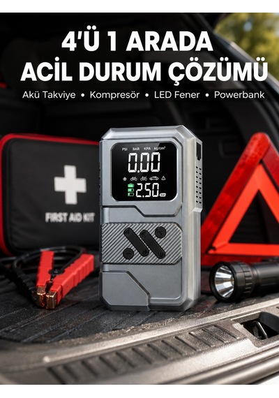 Araçlar İçin Akü Takviye Lastik Şişirme Ve Powerbank Cihazı 74522924