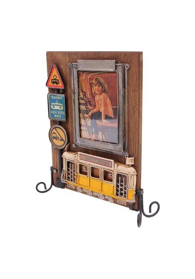 Dekoratif Metal Çerçeve Tramvay Dekorlu Vintage Hediyelik Arbltgsftn8ıxjzd234
