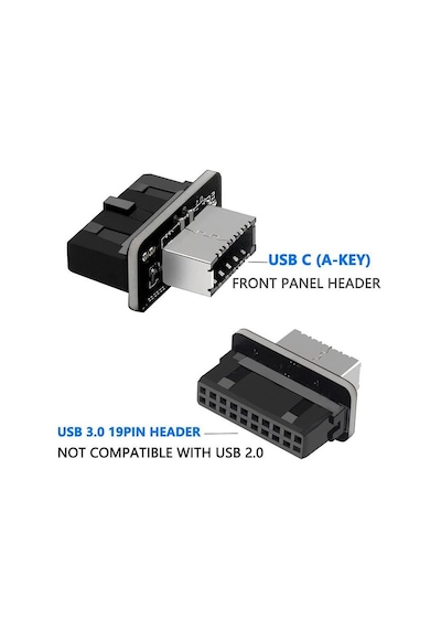 Lunatic 0952 Type-e To Usb 3.0 19 Pın Anakart Dişi Erkek Çevirici Dönüştürücü Adaptör