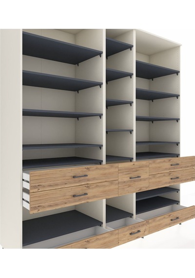 Kronos Dolap 19 Raflı 8 Çekmeceli 220x59x243 Aytaşı-antrasit/çam Antrasıt/atlas Çam
