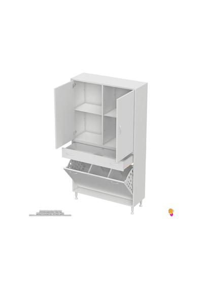 Modilayn Yeni Afra 90x173x32,5 Cm' Lik 1 Çekmece, 3 Göz Sepet, 2 Kapak, 4 Raf Dar Alan Banyo Dolabı Beyaz Modilayn Yeni Afra 90x173x32,5 Cm' Lik 1 Çekmece, 3 Göz Sepet, 2 Kapak, 4 Raf Dar Alan Banyo Dolabı Beyaz