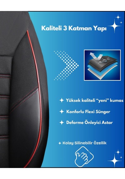 Z&c Maxtech Üniversal Her Araca Uyumlu Tam Takım Oto Koltuk Kılıfı Seti Star